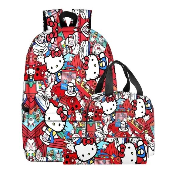 Sanrio Hello Kitty 3 Piece Backpack & Lunch Box Pencil Case Set School B… - Picture 2 of 10